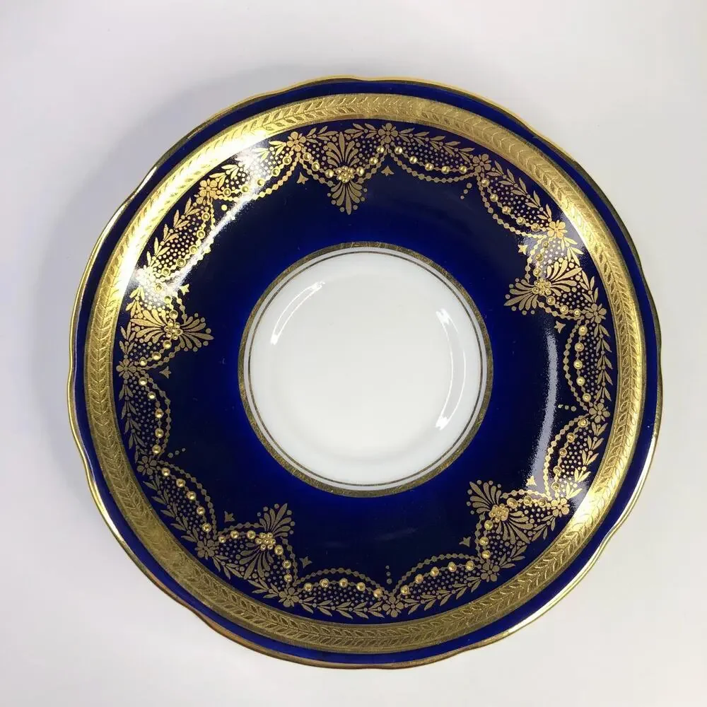 John Aynsley 7321 Saucer for Teacup, Cobalt Blue, Gold Encrusted Saucer